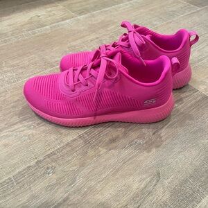 BOBS from Skechers Bright HOT Pink Sneakers with Breathable Mesh